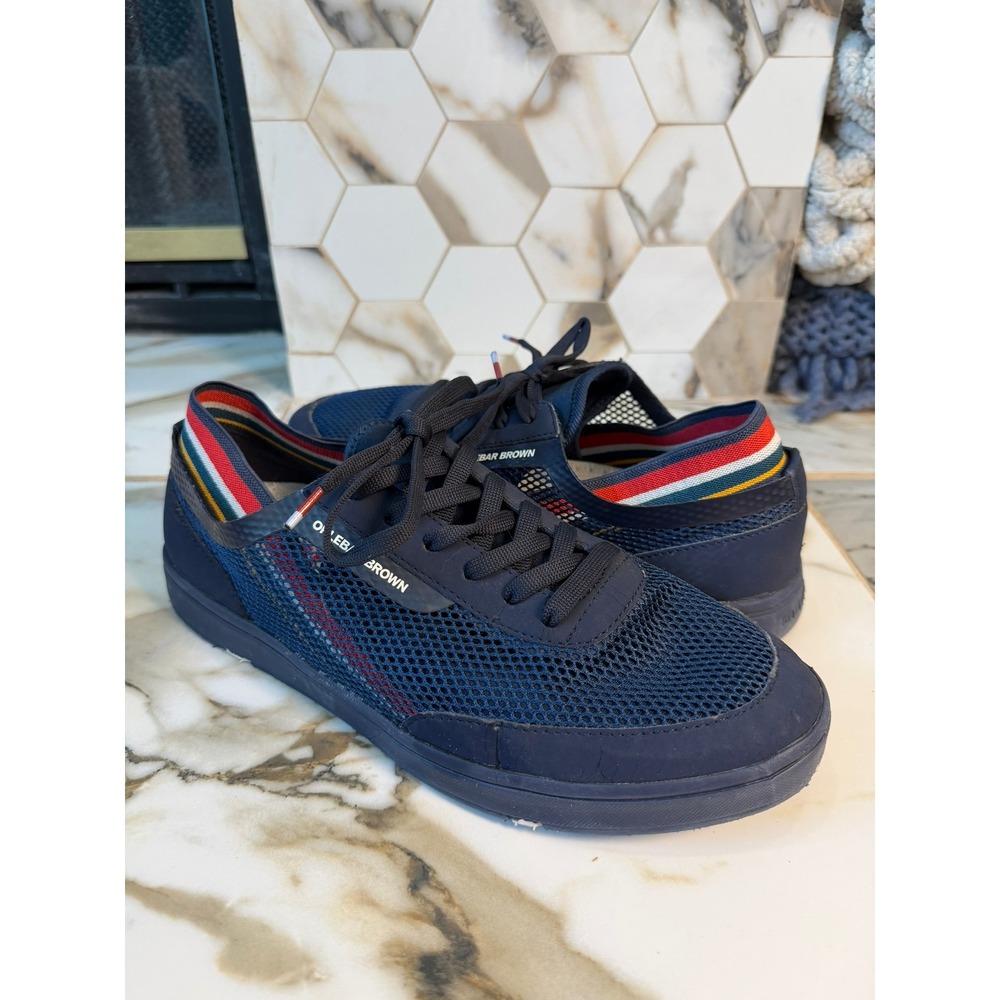 Orlebar Brown Larson OB Stripe Sneakers Mens 10 UK 9 Navy Red White Mesh Shoes